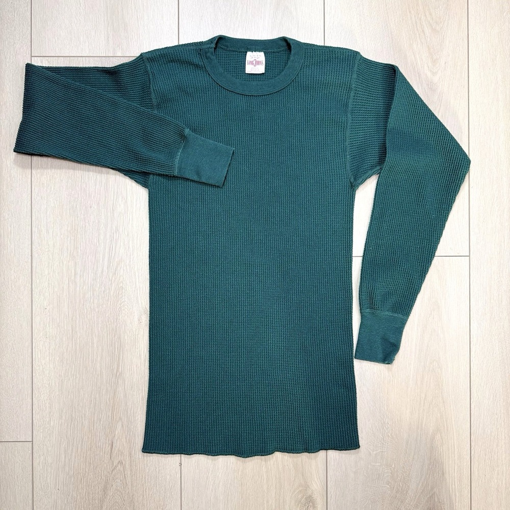 VTG J.E. Morgan Long Johns Waffle Knit Thermal Shirt XL‎ Green USA Mens Unisex